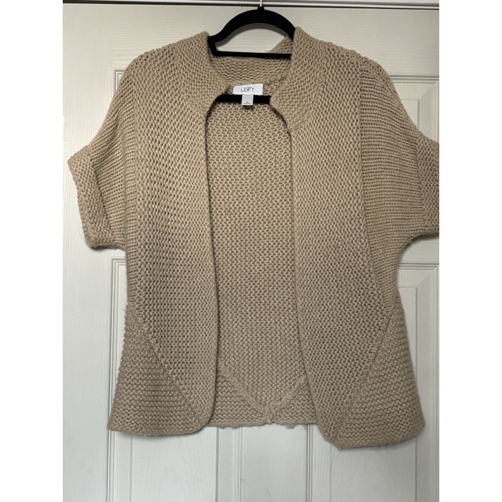 Ann Taylor LOFT Alpaca Wool Blend Open Cardigan Women's Medium Beige